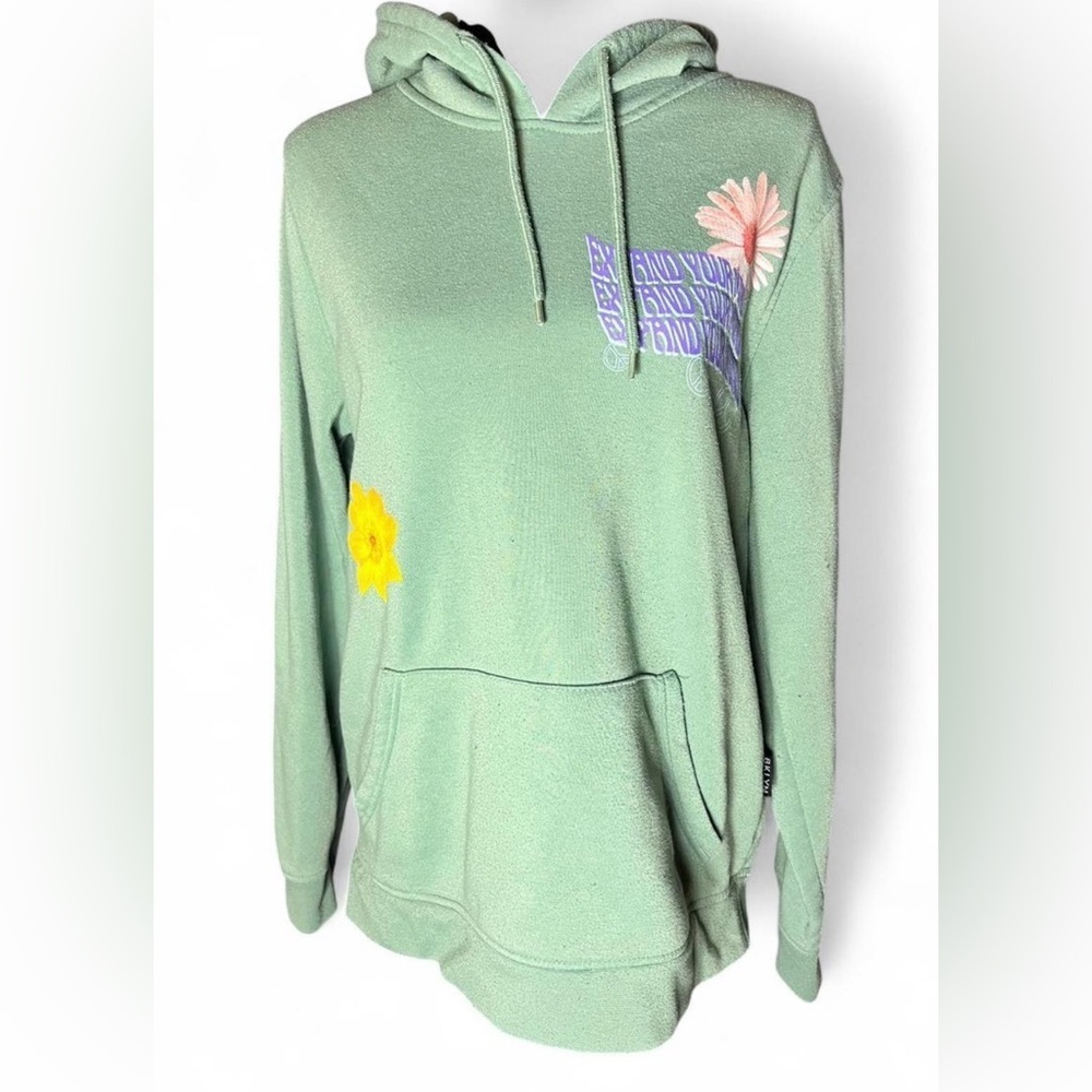 Brooklyn Cloth Women’s Green Floral Hoodie Size Medium Cute Cozy Sweatshirt